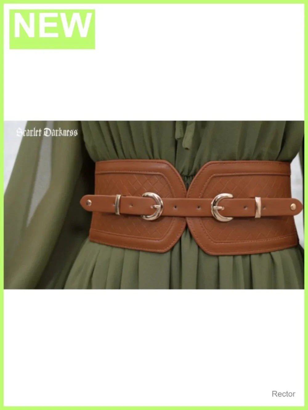 Wide Corset Belt Elastic Stretchy Waspie Waist Belt Faux Leather